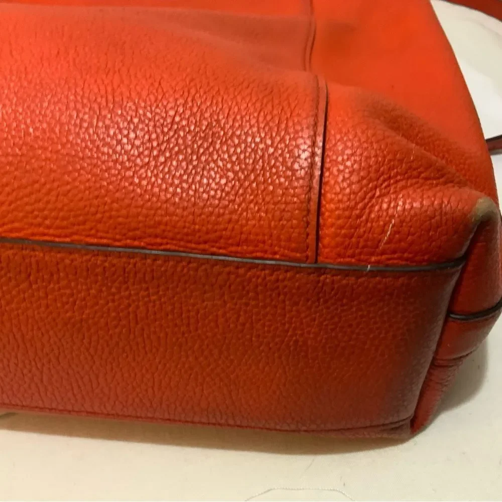 COACH Light Coral Leather  Hobo Bag Adjustable Strap Crossbody Front Zip Pockets
